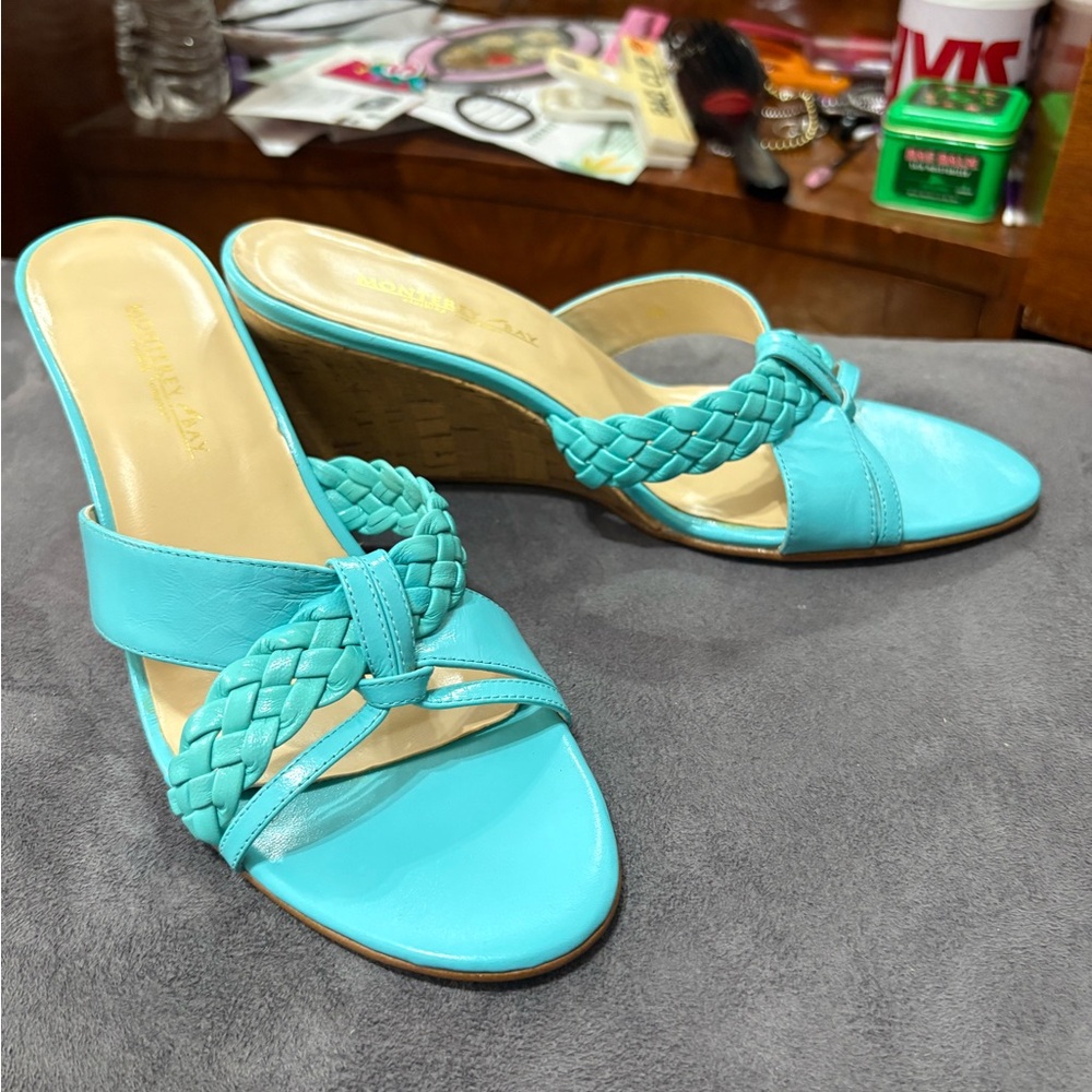 Monterey Bay Turquoise Braided Wedge Sandals